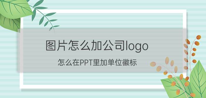 图片怎么加公司logo 怎么在PPT里加单位徽标？